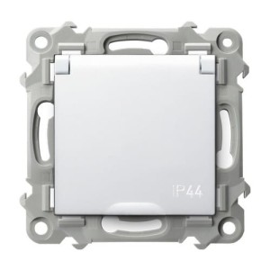 SZAFIR Gniazdo bryzgoszczelne z uziemieniem IP-44 wieczko w kolorze wyrobu biały GPH-1ZZ/m/00/w