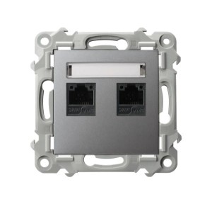 SZAFIR Gniazdo komputerowe podwójne, kat. 5e MMC szary mat GPK-2Z/K/m/70
