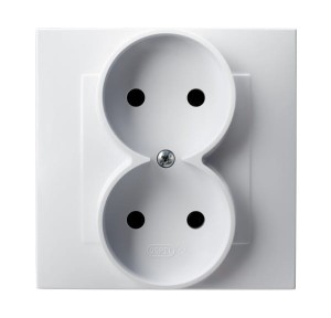 SZAFIR Gniazdo podwójne kompletne z ramką biały GP-2Z/00