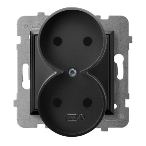 ARIA Gniazdo podwójne czarny metalik GP-2UR/m/33