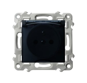 SZAFIR Gniazdo bryzgoszczelne z uziemieniem IP-44 wieczko przezroczyste czarny metalik GPH-1ZZ/m/33/d