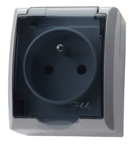 FALA Gniazdo hermetyczne pojedyncze z uziemieniem IP44 popiel GNH-1HZ/71/d