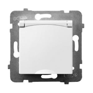 Gniazdo bryzgoszczelne z uziemieniem IP-44 wieczko białe GPH-1UZ/m/00/w