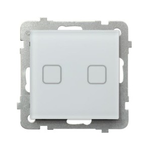 SONATA TOUCH Łącznik dotykowy dwugrupowy świecznikowy z podświetleniem + Wi-Fi białe szkło szronione ŁPDT-2RS/m/78