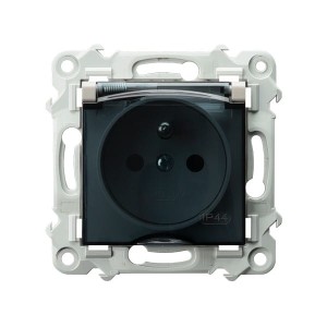 SZAFIR Gniazdo bryzgoszczelne z uziemieniem IP-44 wieczko przezroczyste kaszmirowy beż GPH-1ZZ/m/83/d