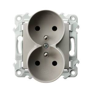 SZAFIR Gniazdo podwójne z uziemieniem moduł bez ramki kaszmirowy beż GP-2ZRZ/m/83