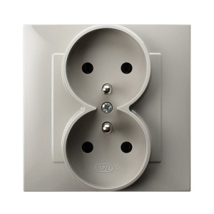 SZAFIR Gniazdo podwójne z uziemieniem kompletne z ramką kaszmirowy beż GP-2ZZ/83