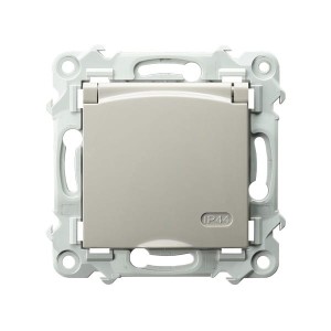 SZAFIR Gniazdo bryzgoszczelne z uziemieniem IP-44 z przesłonami wieczko przezroczyste kaszmirowy beż GPH-1ZZP/m/83/d