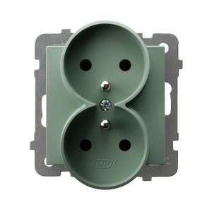 AS Gniazdo podwójne z uziemieniem moduł bez ramki zielony mat GP-2GRZ/m/84