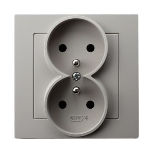 AS Gniazdo podwójne z uziemieniem kompletne z ramką kaszmir GP-2GZ/82