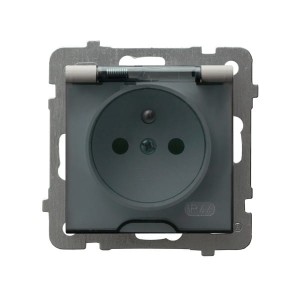 AS Gniazdo bryzgoszczelne z uziemieniem IP-44 wieczko przezroczyste kaszmir GPH-1GZ/m/82/d