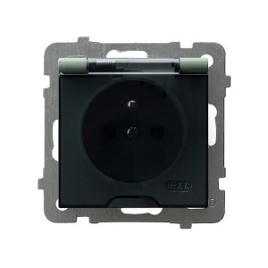 AS Gniazdo bryzgoszczelne z uziemieniem IP-44 wieczko przezroczyste zielony mat GPH-1GZ/m/84/d