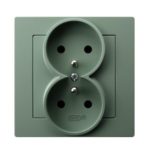 AS Gniazdo podwójne z uziemieniem kompletne z ramką zielony mat GP-2GZ/84