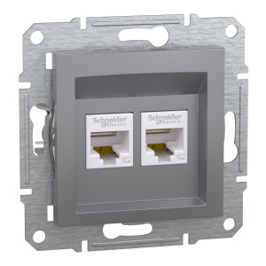 ASFORA Gniazdo komputerowe 2x kat.5e UTP bez ramki stal EPH4400162