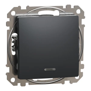 Schneider Electric, Sedna Design i Elements, Łącznik 1-biegunowy z podświetleniem, czarny antracyt, SDD114101L