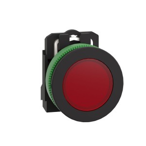 Harmony XB5 Przycisk płaski plastik. czerwony fi30 gładka soczewka zintegrowana dioda LED 110...120 V AC XB5FVG4