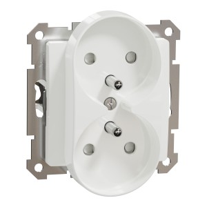 Schneider Electric, Sedna Design, Gniazdo 2x2P+PE z przesłonami do systemu ramkowego (do ramek Sedna Design), białe, SDD111275