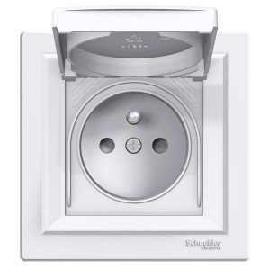 Asfora Gniazdo pojedyncze z/u 2P+PE IP44 do systemu ramkowego białe EPH2800621