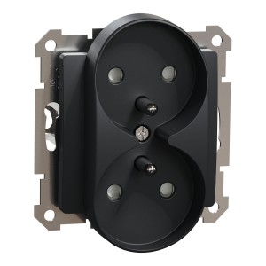 Schneider Electric, Sedna Design, Gniazdo 2x2P+PE z przesł do systemu ramkowego (do ramek Sedna Design), czarny antr., SDD114275