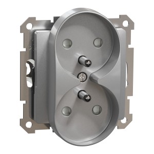 Schneider Electric, Sedna Design, Gniazdo 2x2P+PE z przesł do systemu ramkowego (do ramek Sedna Design), srebrne alum, SDD113275