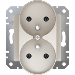 Asfora Gniazdo podwójne z/u bez ramki kremowe EPH9810223