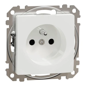 Schneider Electric, Sedna Design i Elements, Gniazdo zasilające 2P+PE z przesł torów prąd, zaciski bezgwintowe, białe, SDD111012