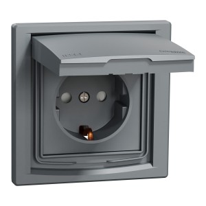 ASFORA Gniazdo SCHUKO IP44 z ramką (1-krotne) stal EPH3100362