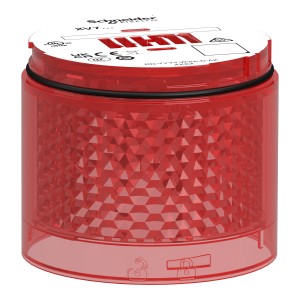 Moduł świetlny, kolumna świetlna, czerwony, Ø70mm, migający, kolorowa soczewka, Harmony XVB7, XVB7C54