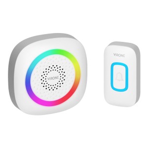 PELA AC, dzwonek bezprzewodowy sieciowy, learning system, 60 dźwięków, LED RGB, 300m, biały,DB-7/W