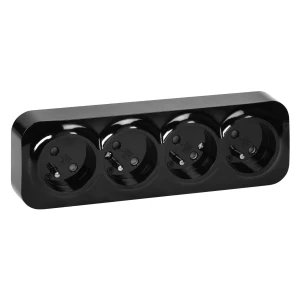 Gniazdo poczwórne ToDo 2P+Z IP20, 16A, 230V AC, czarny,OR-OE-7210/B