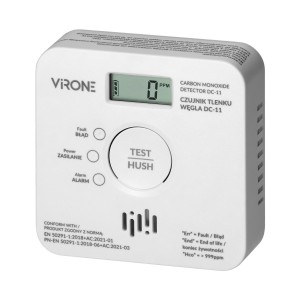 Bateryjny czujnik tlenku węgla (czadu), 2xAA, żywotność sensora 10 lat,DC-11