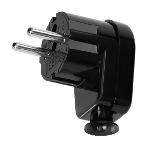 Wtyczka kątowa Uni-Schuko 16A, 230V, czarna,OR-AE-13305/B