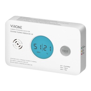 Bateryjny czujnik tlenku węgla (czadu), 2xAA, żywotność sensora 10 lat,DC-10