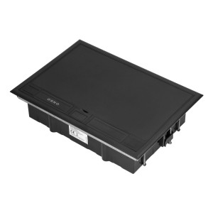 Puszka podłogowa na gniazda modułowe 8 x 45x45mm lub 16 x 22,5x45mm, pokrywa: plastik, czarna,OR-GP-9203/P
