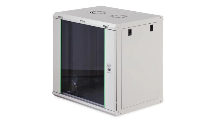 Szafa sieciowa wisząca Dynamic 19 12U rack 600x450, drzwi szyba, szary, niezłożona, 60kg DN-37108