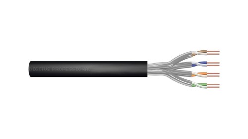 Kabel instalacyjny zewnętrzny żelowany DIGITUS kat.5e U/UTP, Fca, AWG 24/1, PE, 305m, czarny, karton DK-1511-VH-305-OD