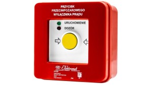 Przycisk ppoż wyłącznika prądu n/t 2 tory prądowe 12A, NO-NO, diody czerwona/zielona PPWP-2s A