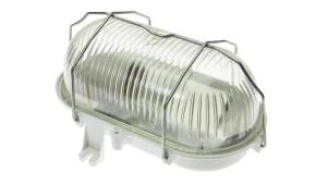 Oprawa OWAL 100, E27, 18W, klosz przeźroczysty szklany, podstawa biała, siatka metalowa, 230V, IK06, IP44 /D.31524/