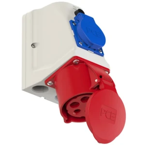 Gniazdo stałe KOMBI 32A 5P 400V + 2P+Z 230V /z okablowaniem/ IP44 9225-6f.