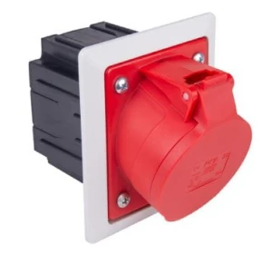 Gniazdo tablicowe z puszką 32A 4P 400V /80x97/ czerwone IP44 TWIST 424-6pkr