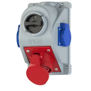 Gniazdo stałe z wyłącznikiem L-0-P 16A 5P 400V + 2x 2P+Z 230V IP44 COMBO-POL 960615421W