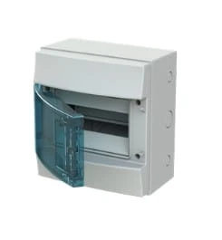 Rozdzielnica modułowa natynkowa hermetyczna Mistral65 1x8 8M IP65 63A II klasa drzwi transp. N+PE śrub.65P08X12A 1SLM006501A1201