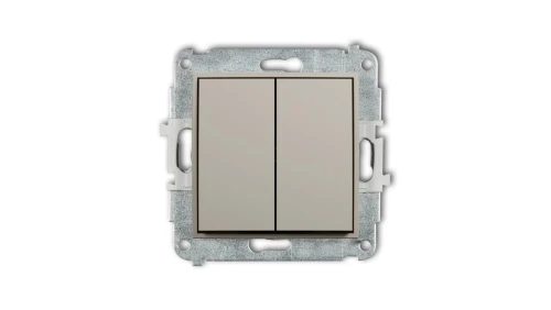 MINI Mechanizm łącznika podwójnego schodowego (dwa klawisze bez piktogramów) taupe 60MWP-33.1