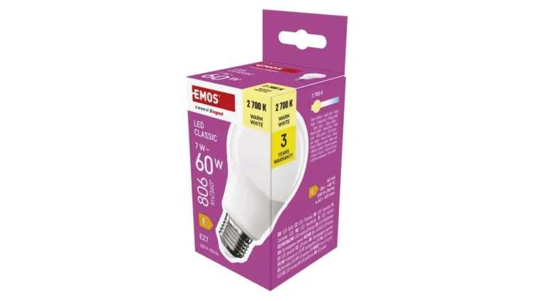 Żarówka LED Classic A60 / E27 / 7 W (60 W) / 806 lm / ciepła biel ZQ5E41