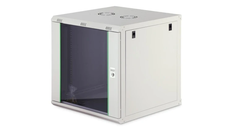 Szafa sieciowa wisząca Dynamic 19 12U rack 600x600, drzwi szyba, szary, niezłożona, 60kg DN-37110