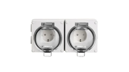 OYSTER IP66 2xgniazdo wtyczkowe w obudowie hermetycznej 16A/250V szary 6185-42
