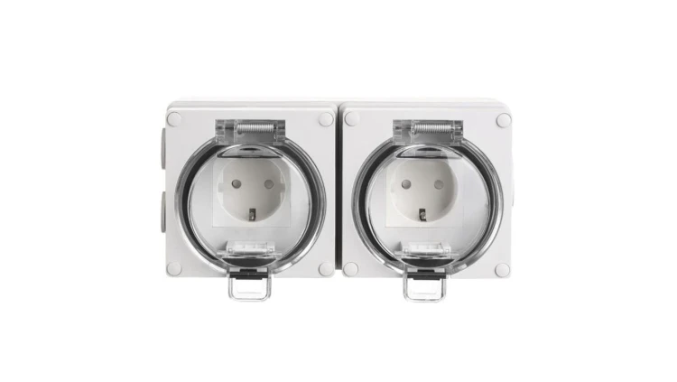 OYSTER IP66 2xgniazdo wtyczkowe w obudowie hermetycznej 16A/250V szary 6185-42