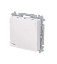 Gniazdo z bolcem i klapką, IP44 ZONI biały 6619T-A06995 500 2CHT196995A6500