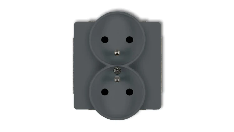 DECO Soft Gniazdo podwójne z/u do ramki grafitowy mat 28DGPRSO-2zp