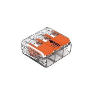 Szybkozłączka 3x0,2-4mm2 transparentna / pomarańczowa 221-413 /50szt./